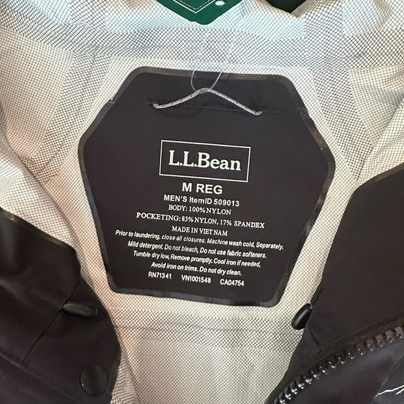 LL Bean Men's Cresta Stretch Rain Jacket, Black, Medium, New - Picture 9 of 10